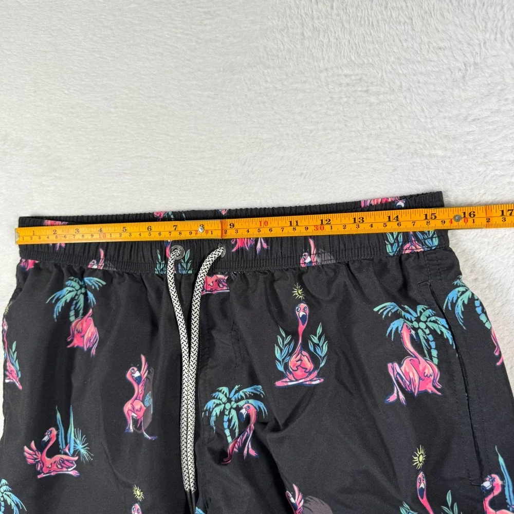 Maamgic Swim Trunks Mens Medium Black Yoga Flamingo Print Excellent Board Shorts